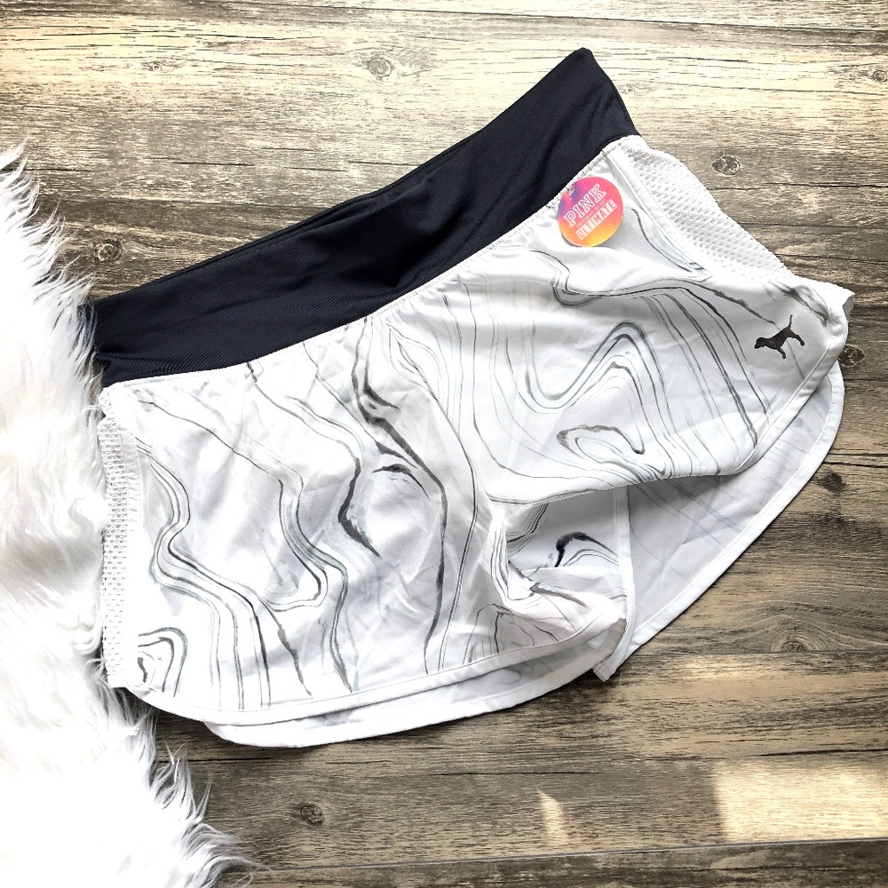 VS PINK | White Marble Print Athletic Shorts (VS42